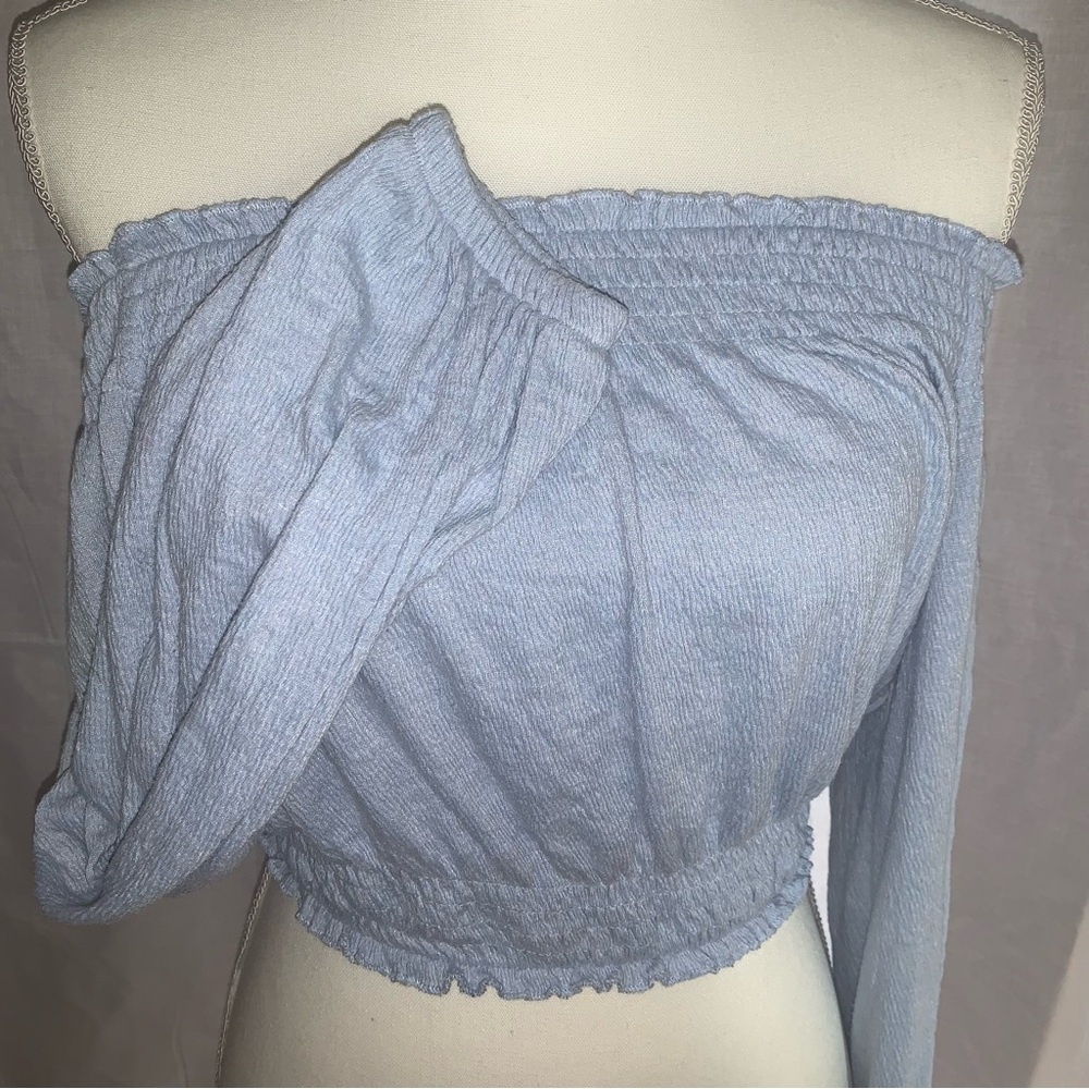 H&M Divided | Light Blue crop+long sleeve+off shoulder | Medium can fit Small - Picture 2 of 3
